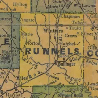 TX Runnels   County 1940s Map