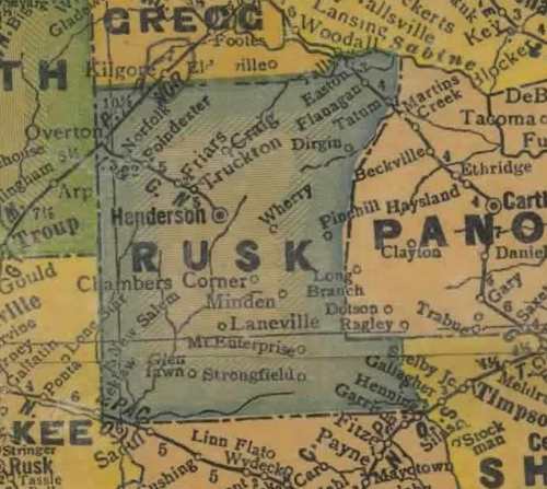 Rusk County Texas  1940s  map
