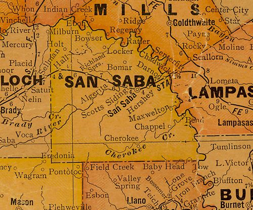 TX San Saba  County 1920s Map