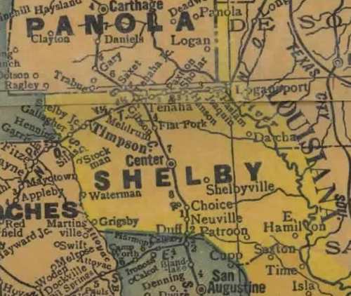 TX Shelby County 1940s Map