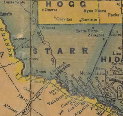 1940s Starr County Texas map