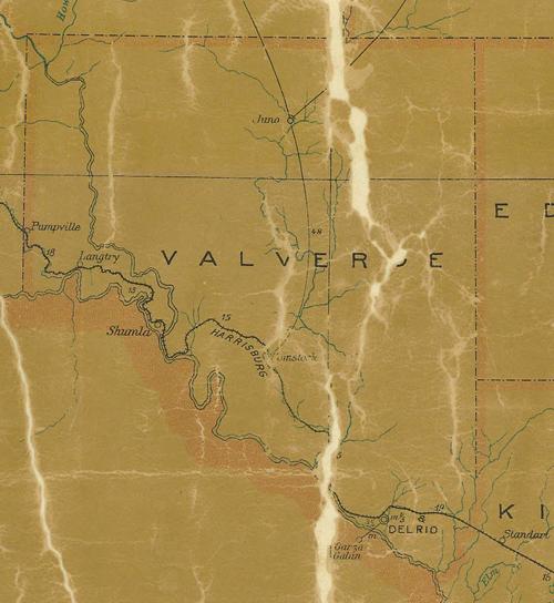 Val Verde County Texas 1907 vintage postal map