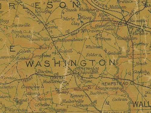TX Washington County 1907 Postal Map