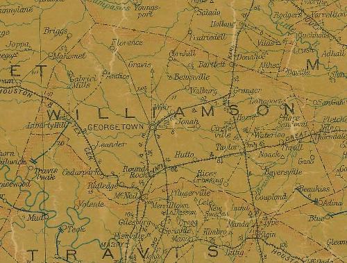 TX Williamson County 1907 Postal Map