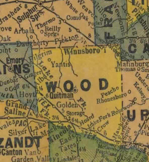 Wood County Texas 1940s map