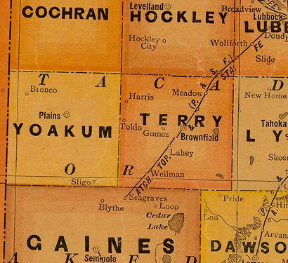 TX Yoakum & Terry County 1920s map