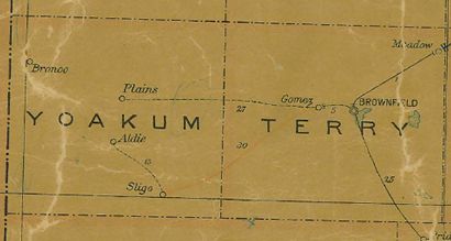 Yoakum County Texas 1907 Postal Map