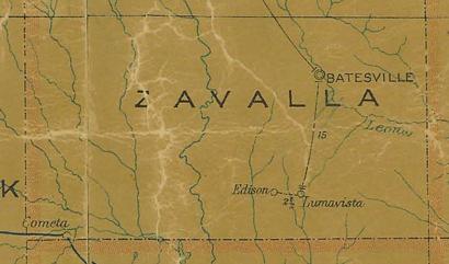 Zavalla County TX 1907 Postal Map