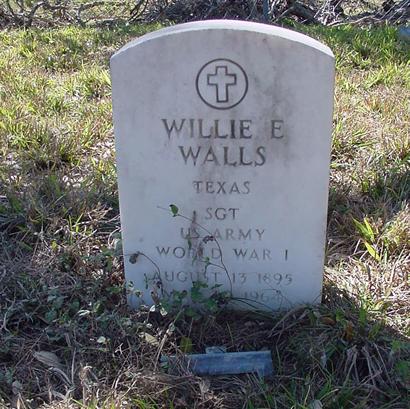 Tombstone of Willie E. Walls, SGT  US army WWI, Cologne Texas