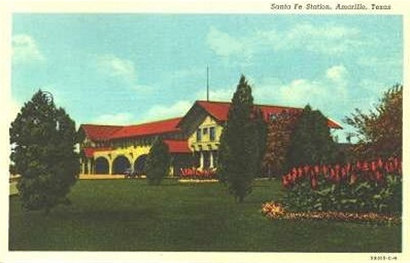 Amarillo Texas Sante Fe station 1910 postcard