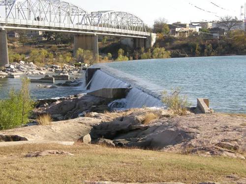 Llano Texas - Llano River Dam, Roy Inks Bridge,
