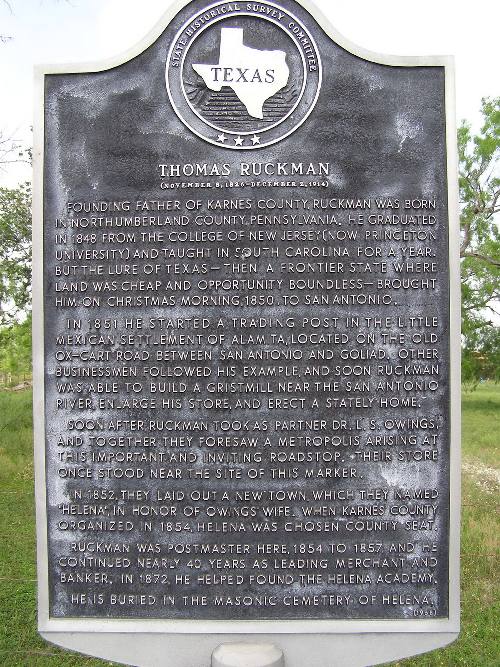 Henlen, TX -  Thomas Ruckman  historical marker