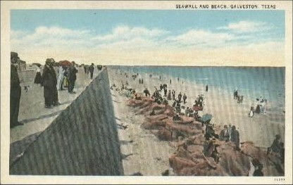 Galveston Seawall and beach, 1920s