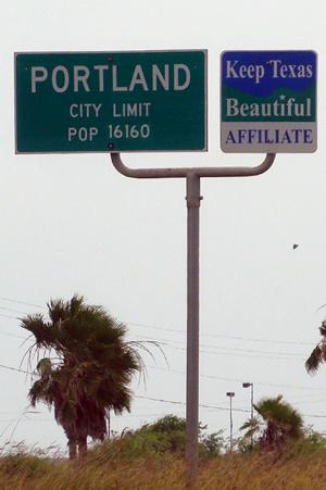 Portland Texas city limit sign