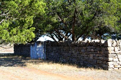 Texas -Cherry Spring cemetery stone wall,