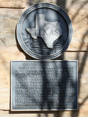 St. Peter Lutheran Church historical marker, Doss, Texas