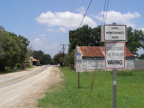 Waring TX City Limit Sign 