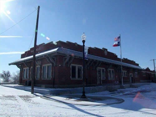 Panhandle Texas depot in snow
