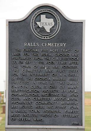 Ralls Tx - Ralls Cemetery historical marker 