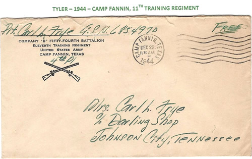Camp Fannin, TX 1944 Postmark 