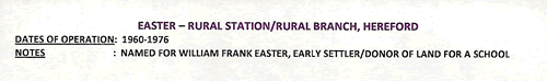 Castro County, Hereford, TX Easter Rural Branch post office info