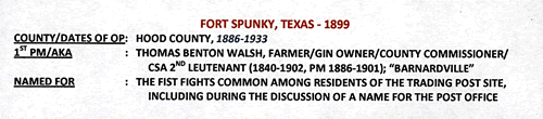 Fort Spunky, TX, Hood County, 1899 postmark