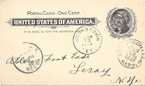 Monkstown, TX Fannin County 1900 Postmark 