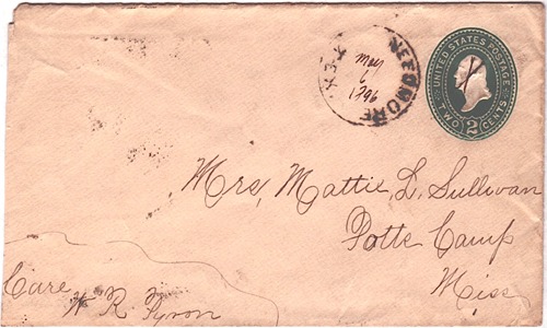 Needmore, TX, Delta County, 1896 postmark 