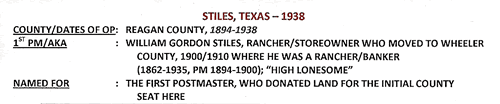 Stiles, Reagan County TX post office info