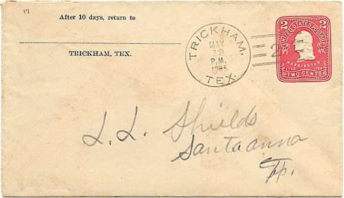 Trickham TX  1905 canceled postmark