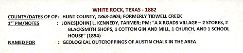 White Rock TX, Hunt Co, 1882  postmark info
