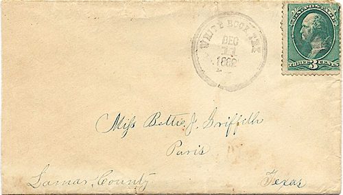 White Rock TX, Hunt Co,  cover canceled with 1882  postmark
