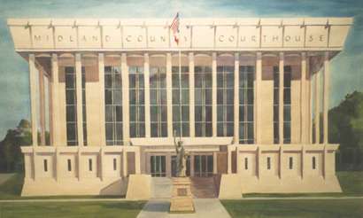 Oil painting of Midland County 1930 Courthouse Texas
